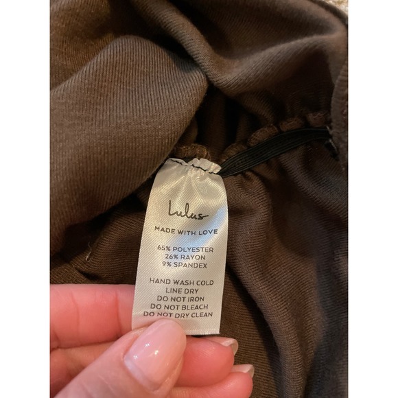 NWT- Lulus Brown Wide Neck Ruched Side Long Sleeve Top - Picture 5 of 5